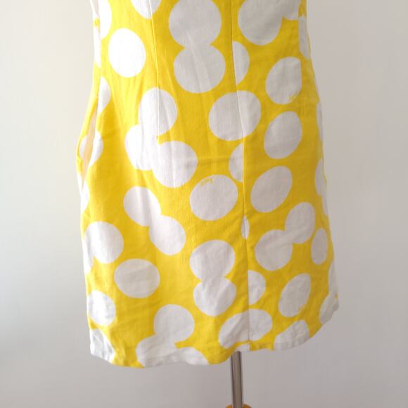 Lilly Pulitzer Linen Shift Dress Yellow Polka Dot Mod Buttons Sleeveless 4 - Picture 6 of 13